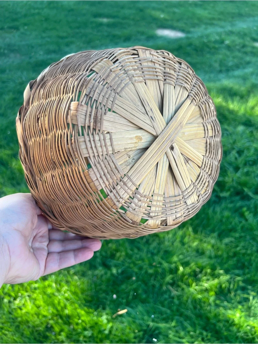 Vintage Woven Basket with Handle - Brown